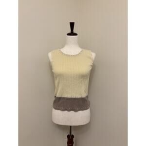 tyler boe Vintage 90s sleeveless Butter Yellow Knit Shirt Size M